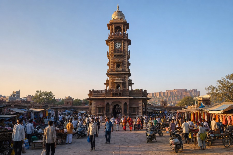 Ghanta Ghar clock tower and Sardar Market in Jodhpur