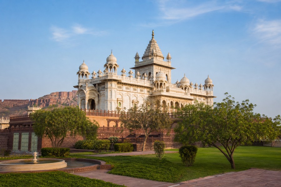 Jaswant Thada marble memorial and gardens in Jodhpur
