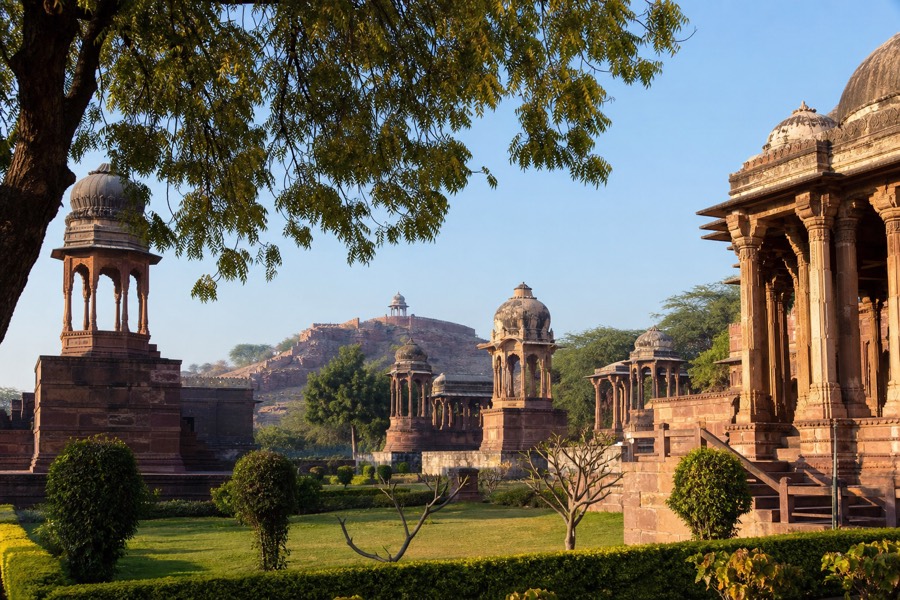 Historic cenotaphs at Mandore Gardens in Jodhpur