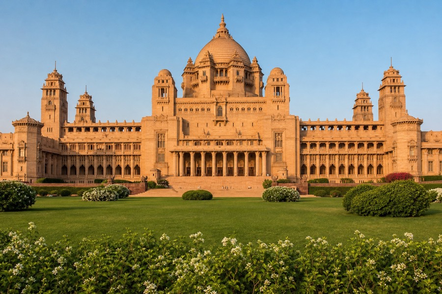 Umaid Bhawan Palace with gardens in Jodhpur